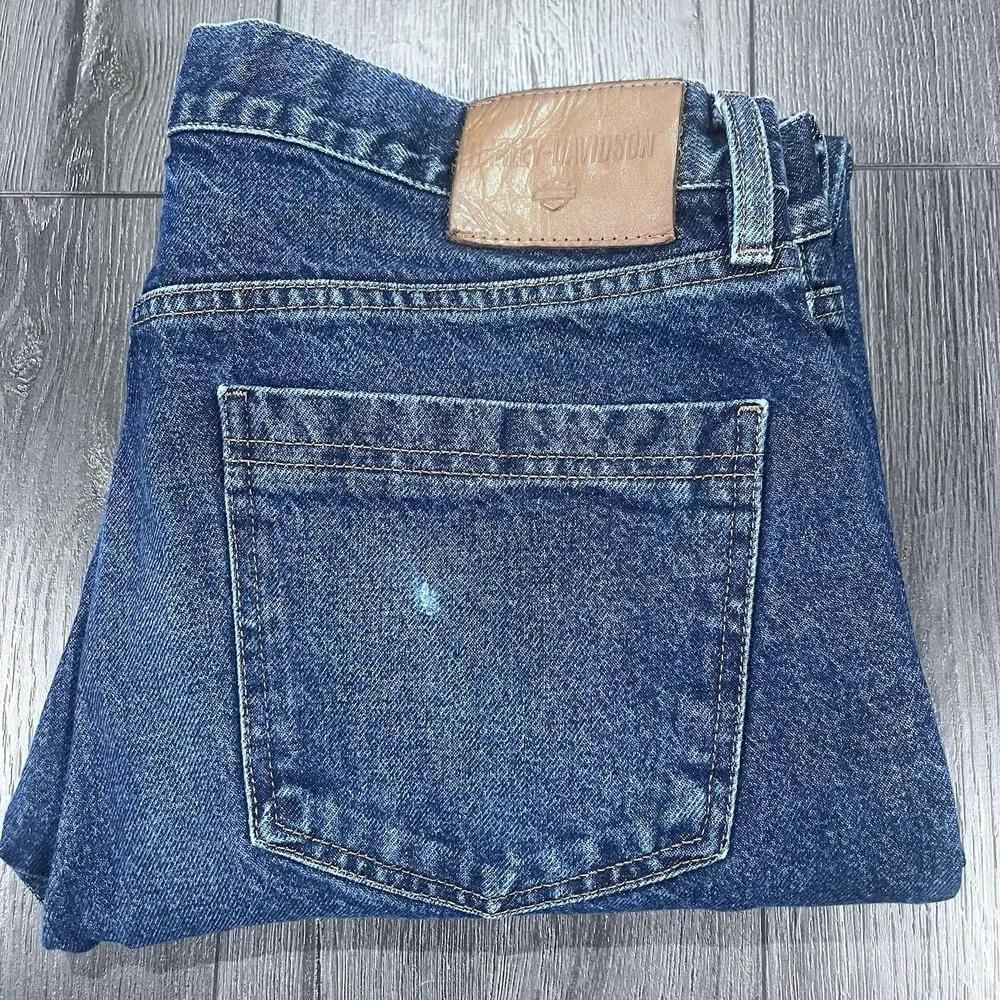 Harley Davidson Jeans Mens 36x32 Heavy Duty BootCut MED Wash Heavy Denim‎ Moto